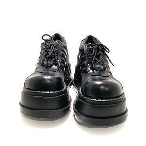Black PU Demonia Stomp Platform Shoes Size 9 USED